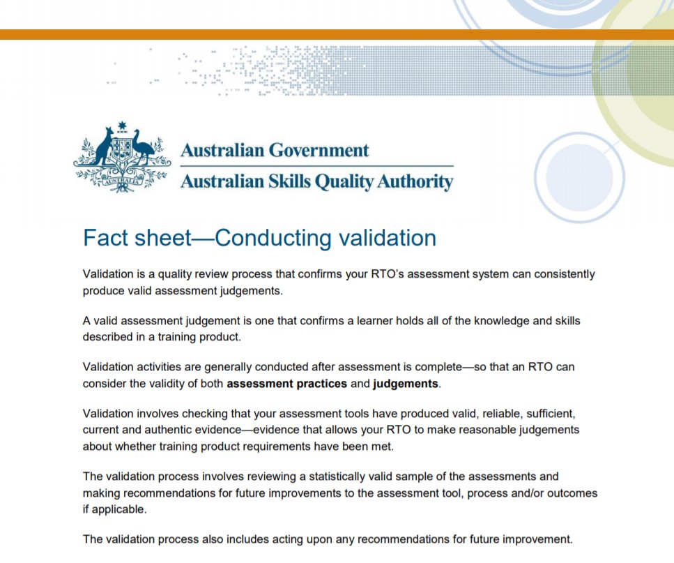 Conducting Validation Fact Sheet